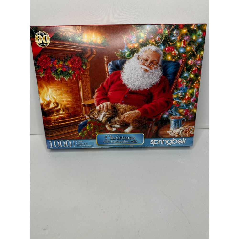 Springbok 1000 Piece Christmas Santa Cat Nap‎ Jigsaw Puzzle, New